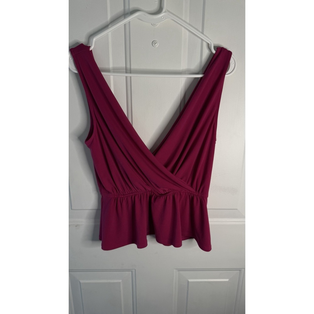 Express Pink Sleeveless V-Neck Peplum Tank Top Ruffle Wide Strap XS